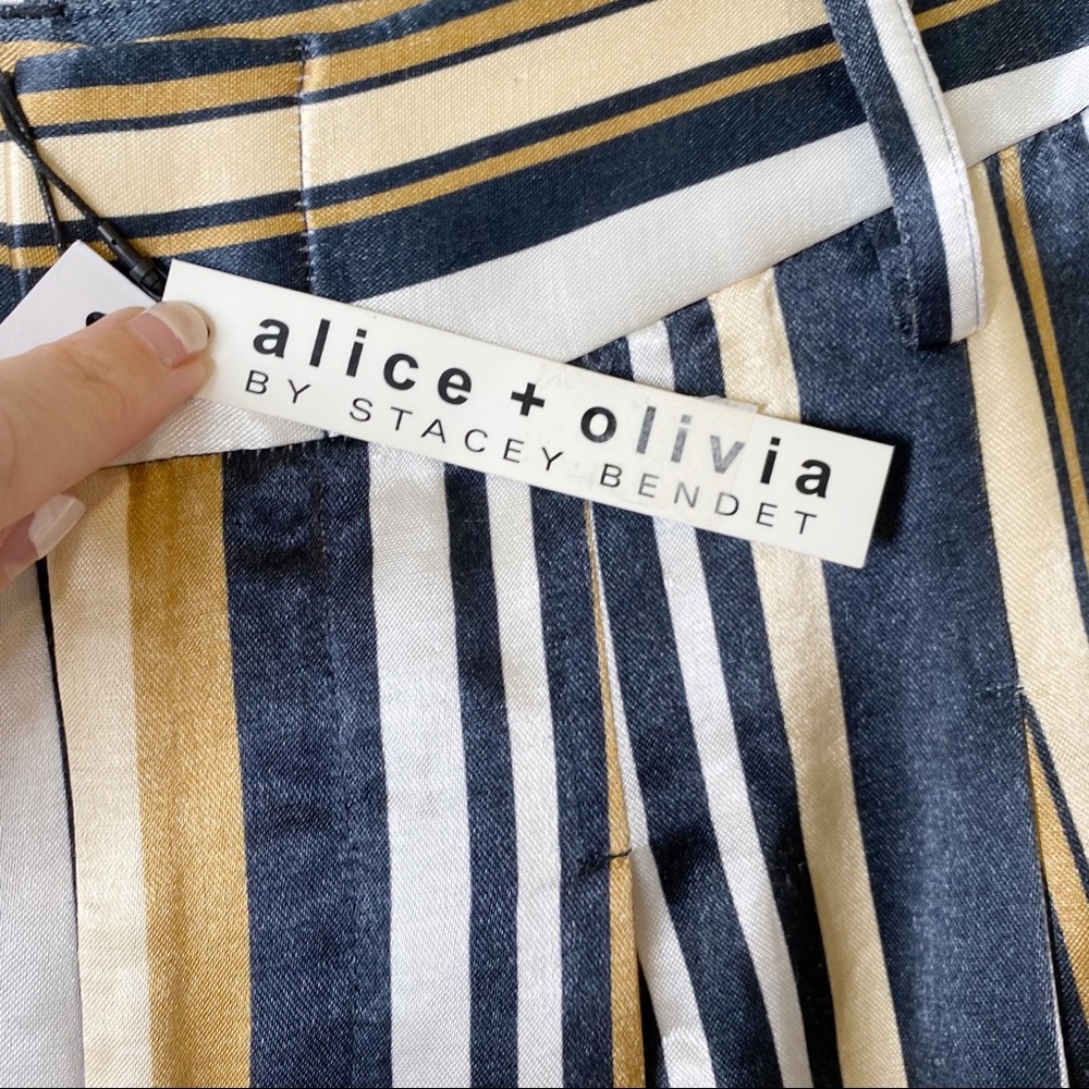 NWT Alice & Olivia by Stacey Bendet Scarlet Deco Stripe Palazzo Pants Si… - Picture 9 of 9